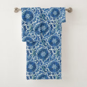 Blaues chinesisches Blumenmuster Badhandtuch Set (Insitu)