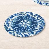 Blaues chinesisches Blumenmuster Runder Pappuntersetzer (Angewinkelt)