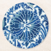 Blaues chinesisches Blumenmuster Runder Pappuntersetzer (Vorderseite)