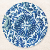 Blaues chinesisches Blumenmuster Runder Pappuntersetzer (Vorderseite)
