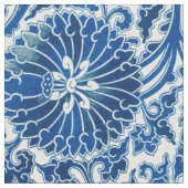 Blaues chinesisches Blumenmuster Stoff (Nahaufnahme)