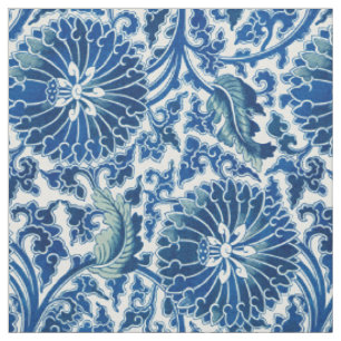 Blaues chinesisches Blumenmuster Stoff