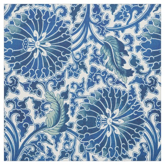 Blaues chinesisches Blumenmuster Stoff (Muster)