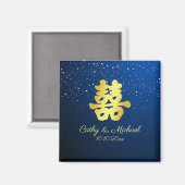 Blaues chinesisches Hochzeitsschneeflocken Magnet (Vorderseite/Rückseite)