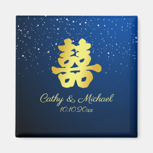 Blaues chinesisches Hochzeitsschneeflocken Magnet