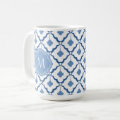 Blaues chinesisches Keramik-Muster mit Monogramm Kaffeetasse (Vorderseite Links)