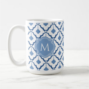 Blaues chinesisches Keramik-Muster mit Monogramm Kaffeetasse