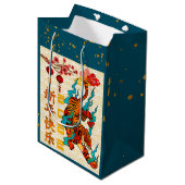 Blaues chinesisches Neujahr des Tiger 2022 Mittlere Geschenktüte (Vorderseite Schrägansicht)