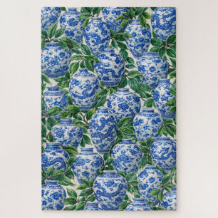 Blaues chinesisches Porzellan-Ginger-Gefäß Puzzle