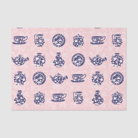 Blaues Chinesisches Porzellangewebe Seidenpapier (Vorderseite)