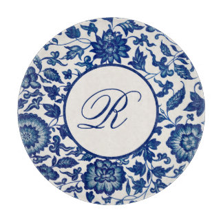 Blaues chinesisches Zierblatt Schneidebrett