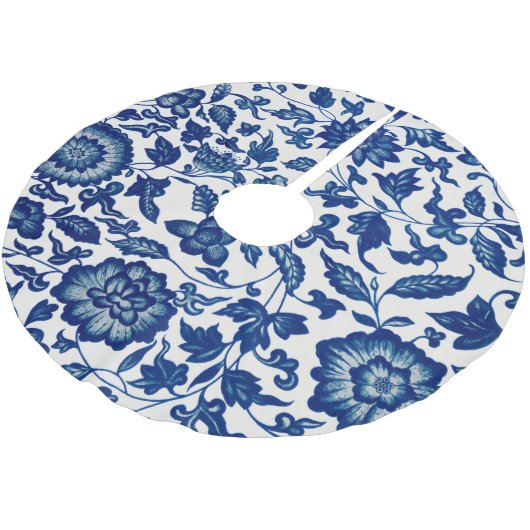 Blaues chinesisches Ziergebirge  Polyester Weihnachtsbaumdecke (Schrägansicht)