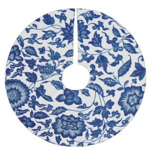 Blaues chinesisches Ziergebirge Polyester Weihnachtsbaumdecke