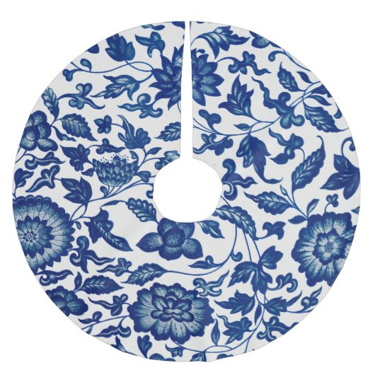 Blaues chinesisches Ziergebirge Polyester Weihnachtsbaumdecke (Vorderseite)