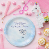 Blaues Chinoiserie-Babyshower-Tischwäsche-Set Pappteller (Party)