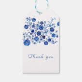 Blaues Chinoiserie-Blumen Dankeschön Geschenkanhänger (Vorderseite)