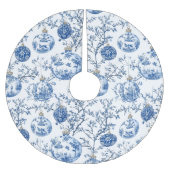 Blaues Chinoiserie-Christmas Polyester Weihnachtsbaumdecke (Vorderseite)