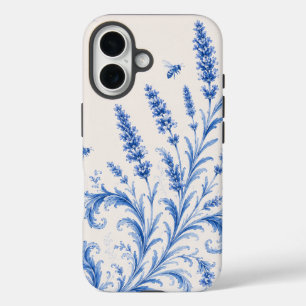 Blaues Chinoiserie-Lavendel-Bienen-Handyhülle iPhone 16 Hülle