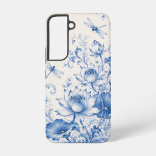 Blaues Chinoiserie-Lotus-Libellen-Handyhülle Samsung Galaxy Hülle