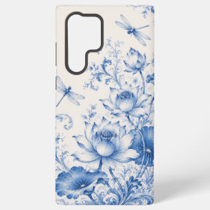 Blaues Chinoiserie-Lotus-Libellen-Handyhülle Samsung Galaxy Hülle