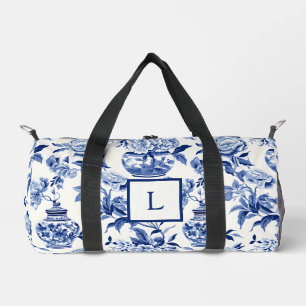 Blaues Chinoiserie-Monogramm Duffle Bag