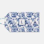 Blaues Chinoiserie-Monogramm  Geschenkanhänger (Rückseite Horizontal)