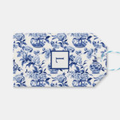 Blaues Chinoiserie-Monogramm  Geschenkanhänger (Vorderseite (Horizontal))