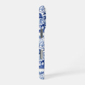 Blaues Chinoiserie-Monogramm iPhone Hülle (Rechte Seite)