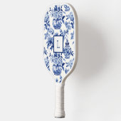 Blaues Chinoiserie-Monogramm Pickleball Schläger (Links)