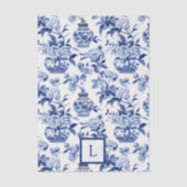 Blaues Chinoiserie-Monogramm Seidenpapier (Vorderseite)