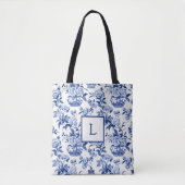 Blaues Chinoiserie-Monogramm  Tasche (Vorderseite)