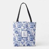 Blaues Chinoiserie-Monogramm  Tasche (Rückseite)