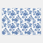 Blaues Chinoiserie-Muster Geschenkpapier Set (Vorderseite 3)
