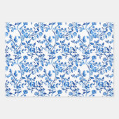 Blaues Chinoiserie-Muster Geschenkpapier Set (Vorderseite)