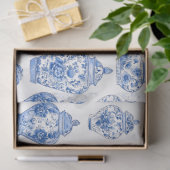 Blaues Chinoiserie-Muster Seidenpapier (Geschenk)