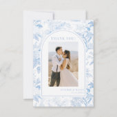 Blaues Chinoiserie Porzellan Blumenzwiebeln Hochze Dankeskarte (Vorderseite)