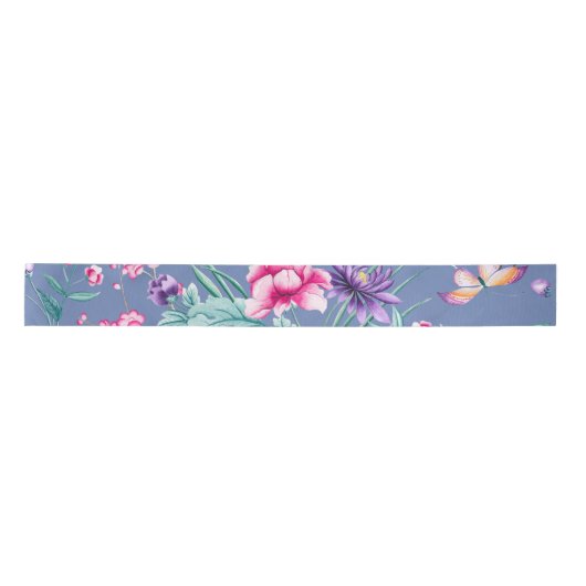 Blaues Chinoiserie-Satin-Band Satinband (Vorderseite)