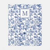 Blaues Chinoiserie-Toile-Muster Fleecedecke (Vorderseite)