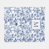 Blaues Chinoiserie-Toile-Muster Fleecedecke (Vorderseite (Horizontal))