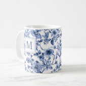 Blaues Chinoiserie-Toile-Muster Kaffeetasse (Vorderseite Links)