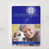 Blaues Christliches Kreuz - Foto des Lebens Einladung (Vorderseite)