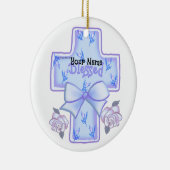 Blaues Christliches Kreuz Keramik Ornament (Rechts)