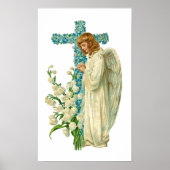 Blaues Christliches Kreuz Poster (Vorne)