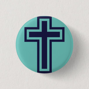 Blaues christliches Kreuz verschiedene Varianten Button