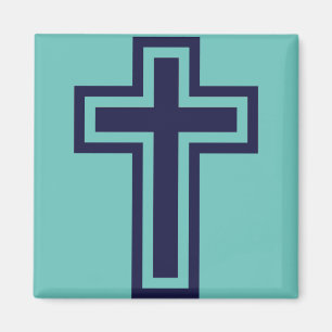 Blaues christliches Kreuz verschiedene Varianten Magnet