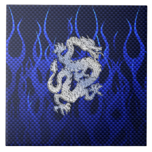 Blaues Chrom mag Drache-Kohlenstoff-Faser-Art Fliese