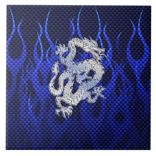 Blaues Chrom mag Drache-Kohlenstoff-Faser-Art Fliese (Vorderseite)