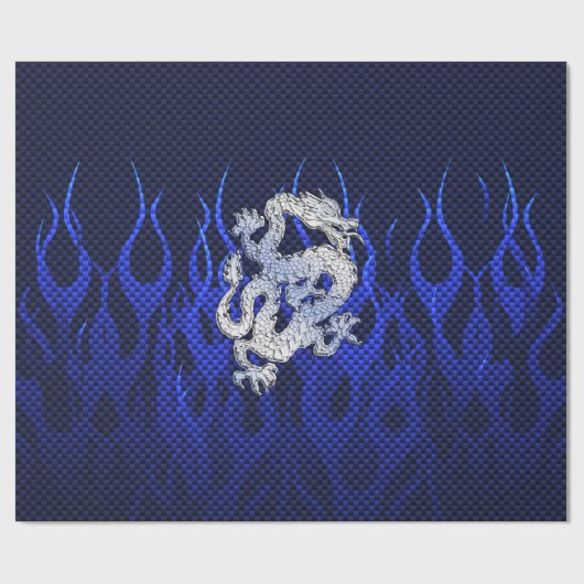 Blaues Chrom mag Drache-Kohlenstoff-Faser-Art Geschenkpapier (Flach)