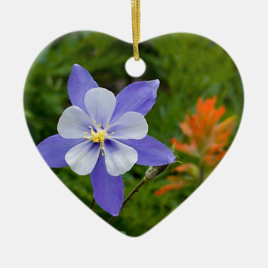 Blaues Columbine Keramik Ornament (Vorne)