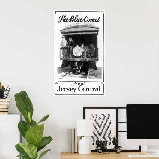 Blaues Comet Train Glossy Poster (Heimbüro)